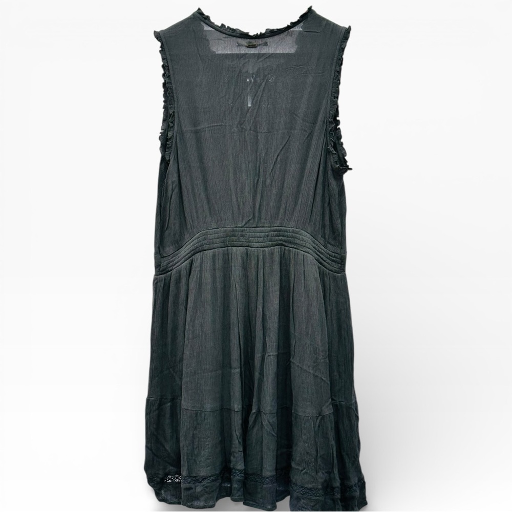 O'neill Sleeveless Cotton Tie-Neck Midi Dress in Charcoal Boho Hippie Festival L - Picture 3 of 8
